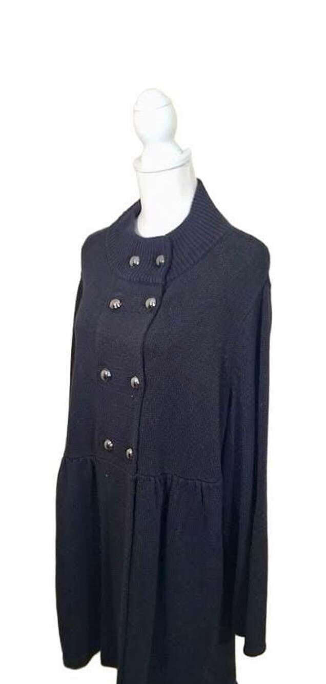 Style & Co Blk. Mock/Tunnel Neck Sweater Coat, 2X Military Style Dark Academia - Picture 6 of 11